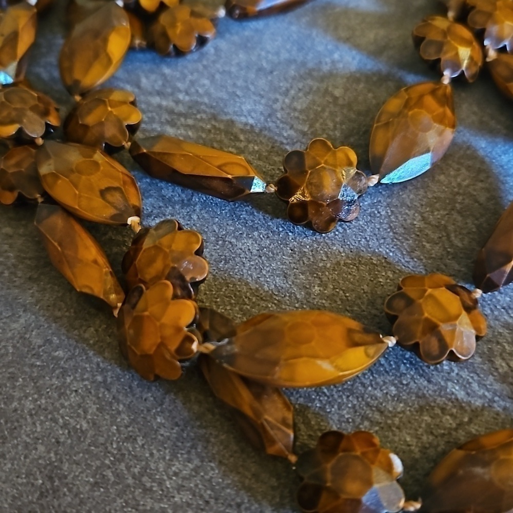 VTG Carved Floral Wood Knot Beaded Ethnic Infinity Festival Necklace - Picture 3 of 8